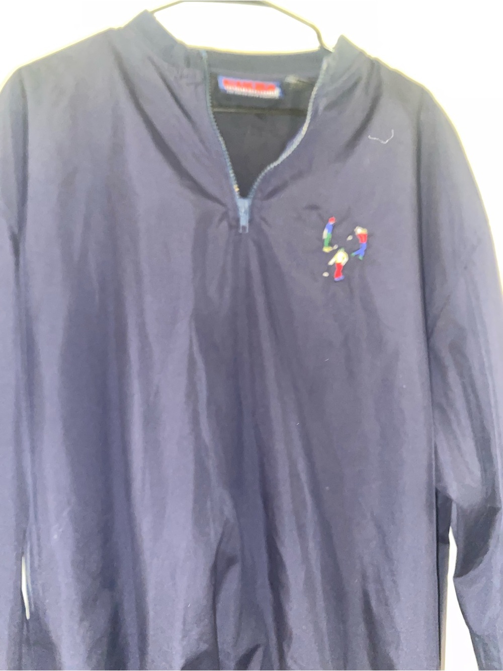 Men's Navy Quarter-Zip Swim Rash Guard with Small Embroidered Motif